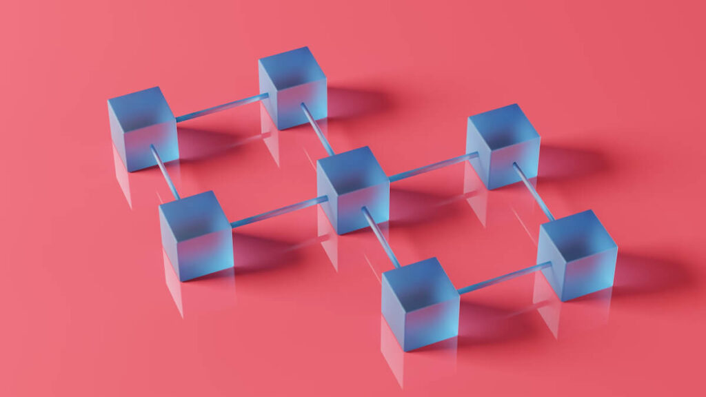 An Image showing blocks connected together as in Blockchain. 