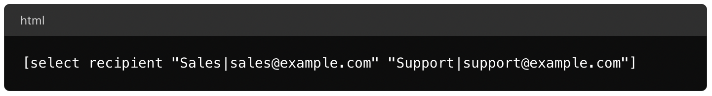 An Image showing the code for Select option values in Contact Form7